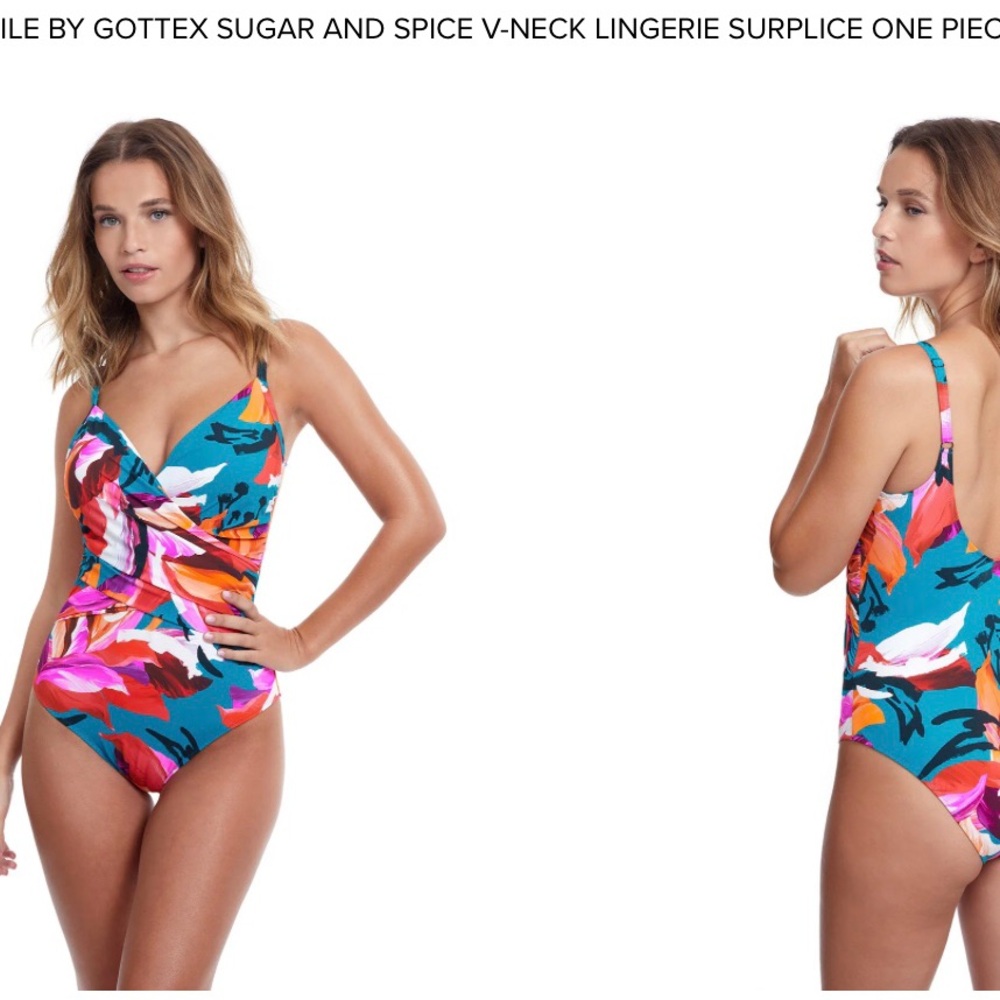 Gottex Sugar and Spice V-Neck One Piece Swimsuit